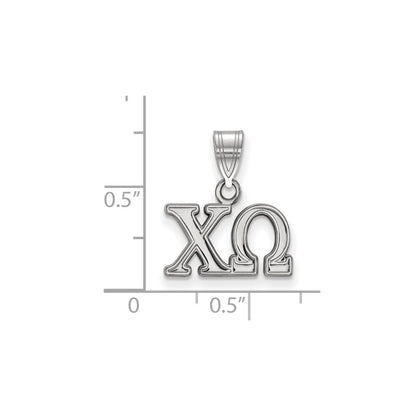 Sterling Silver Rhodium Plated Logoart Chi Omega Sorority Greek Letters Medium Pendant