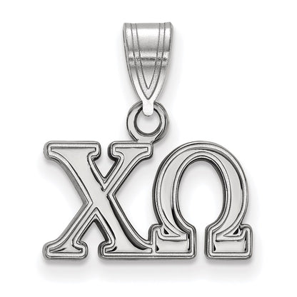 Sterling Silver Rhodium Plated Logoart Chi Omega Sorority Greek Letters Medium Pendant
