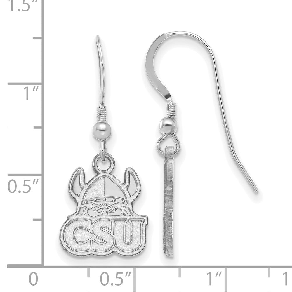 Sterling Silver Rhodium Plated Logoart Cleveland State University Small Dangle Wire Earrings