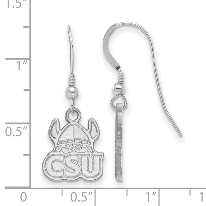 Sterling Silver Rhodium Plated Logoart Cleveland State University Small Dangle Wire Earrings
