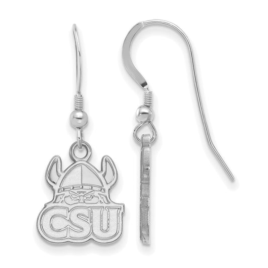 Sterling Silver Rhodium Plated Logoart Cleveland State University Small Dangle Wire Earrings