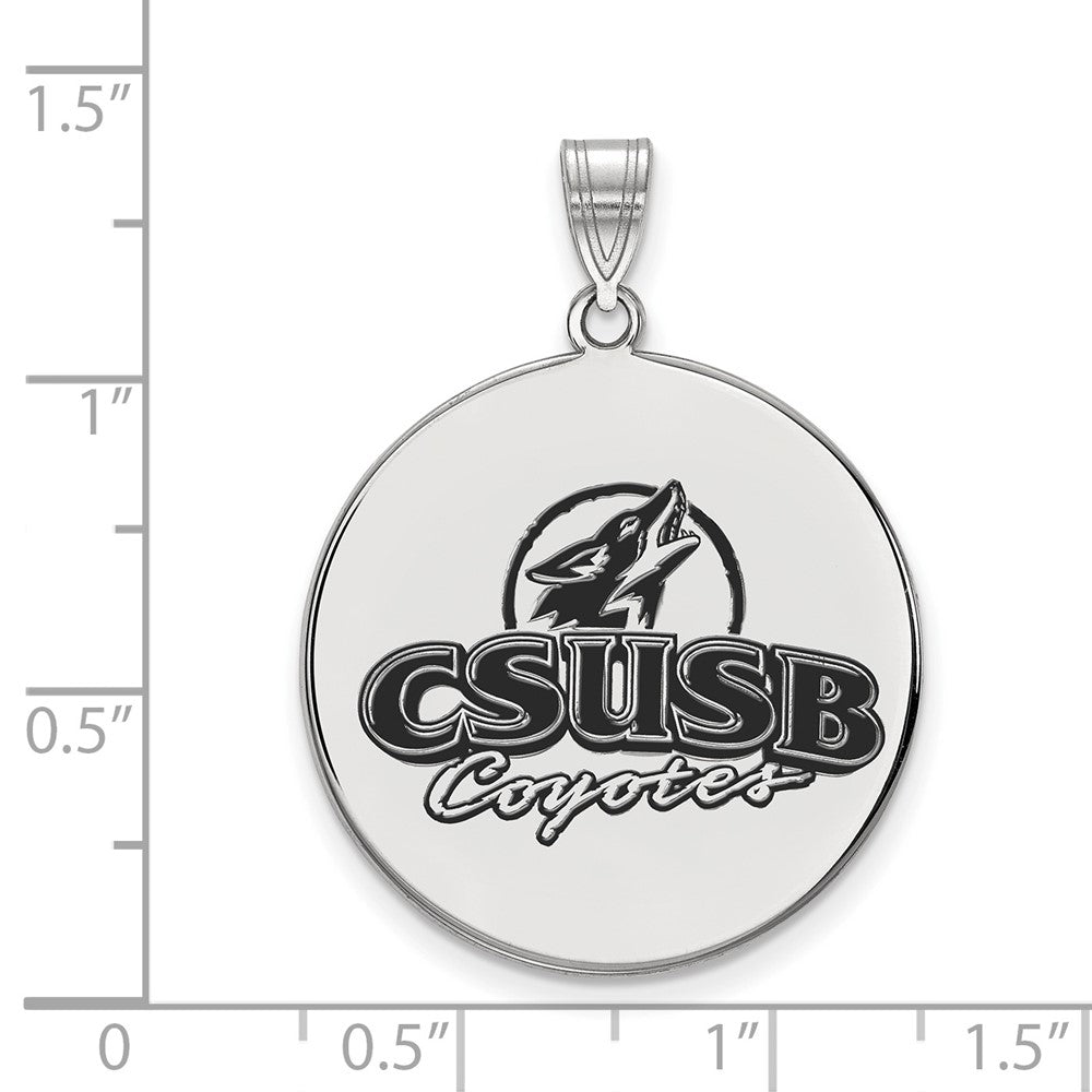 Sterling Silver Rhodium Plated Logoart California State University San Bernardino Coyotes Extra Large Enameled Disc Pendant