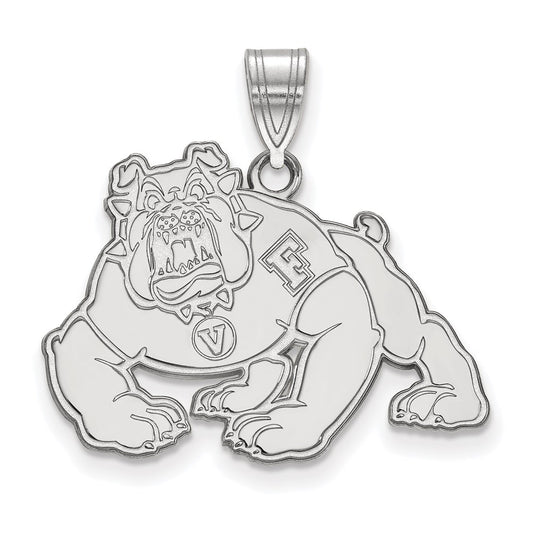 10K White Gold Logoart California State University Fresno Bulldog Large Pendant