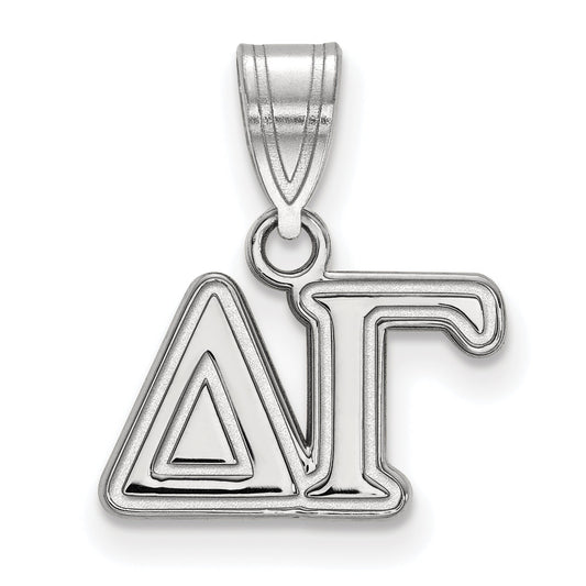Sterling Silver Rhodium Plated Logoart Delta Gamma Sorority Greek Letters Medium Pendant