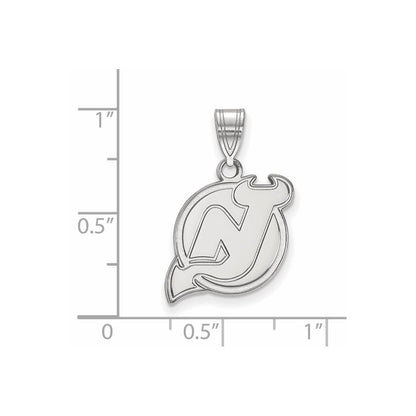 14K White Gold Nhl Logoart New Jersey Devils Medium Pendant