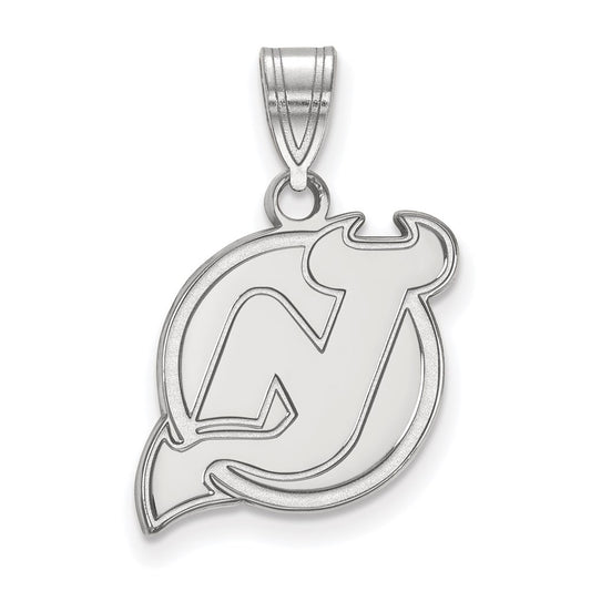 10K White Gold Nhl Logoart New Jersey Devils Medium Pendant