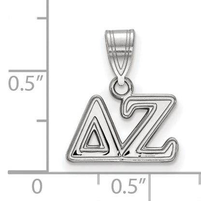 Sterling Silver Rhodium Plated Logoart Delta Zeta Sorority Greek Letters Medium Pendant