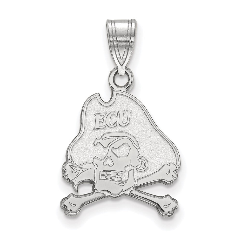 Sterling Silver Rhodium Plated Logoart East Carolina University Pirate Medium Pendant