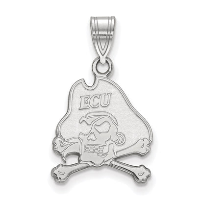 14K White Gold Logoart East Carolina University Pirate Medium Pendant