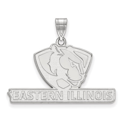 Sterling Silver Rhodium Plated Logoart Eastern Illinois University Large Pendant