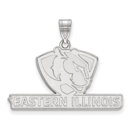 Sterling Silver Rhodium Plated Logoart Eastern Illinois University Large Pendant