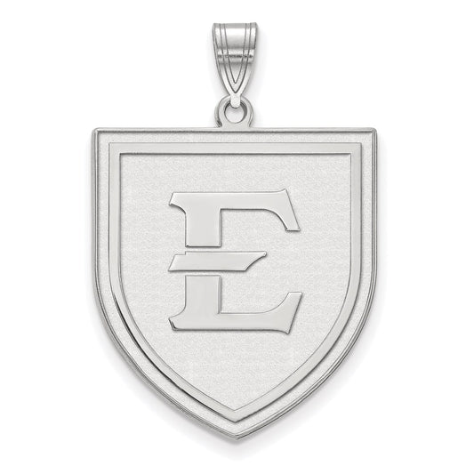 10K White Gold Logoart East Tennessee State University Letter E Shield Extra Large Pendant