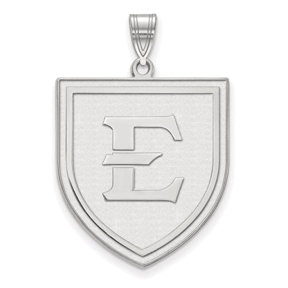 14K White Gold Logoart East Tennessee State University Letter E Shield Extra Large Pendant
