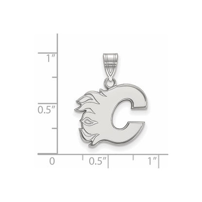 14K White Gold Nhl Logoart Calgary Flames Letter C Medium Pendant