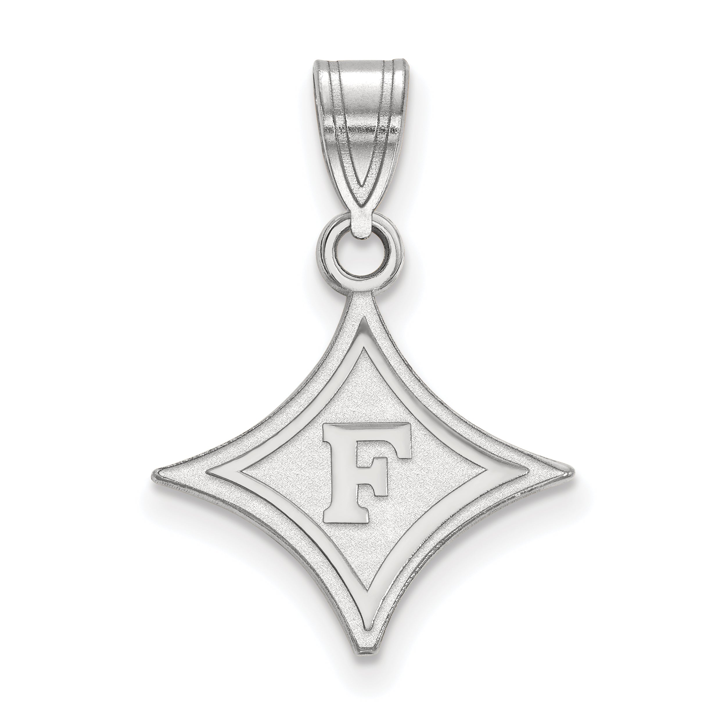 Sterling Silver Rhodium Plated Logoart Furman University Medium Pendant