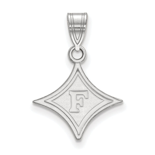 Sterling Silver Rhodium Plated Logoart Furman University Medium Pendant