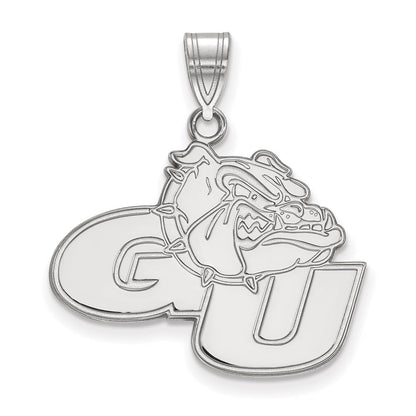 Sterling Silver Rhodium Plated Logoart Gonzaga University G U Bulldog Large Pendant