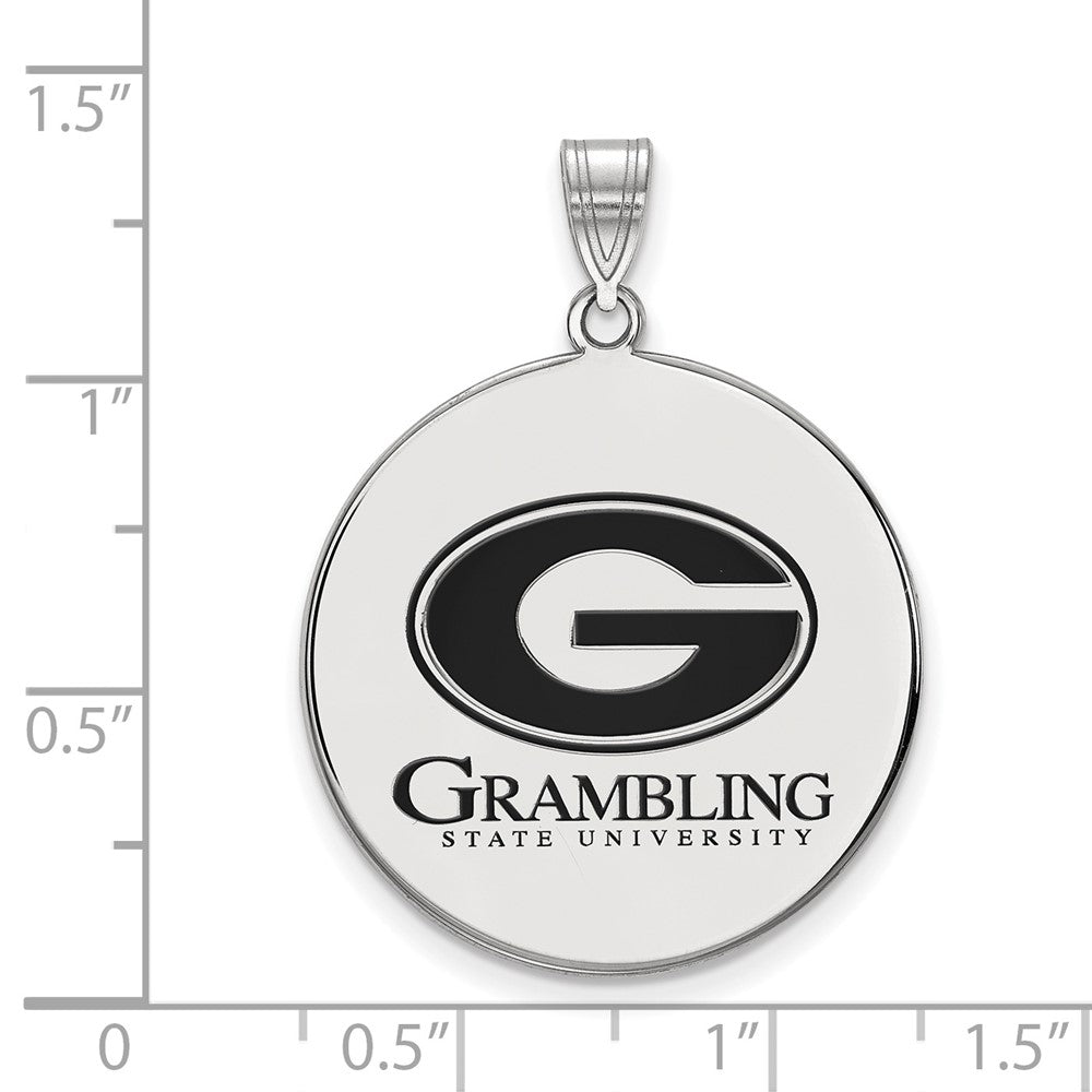 Sterling Silver Rhodium Plated Logoart Grambling State University Extra Large Enameled Disc Pendant