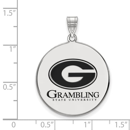 Sterling Silver Rhodium Plated Logoart Grambling State University Extra Large Enameled Disc Pendant