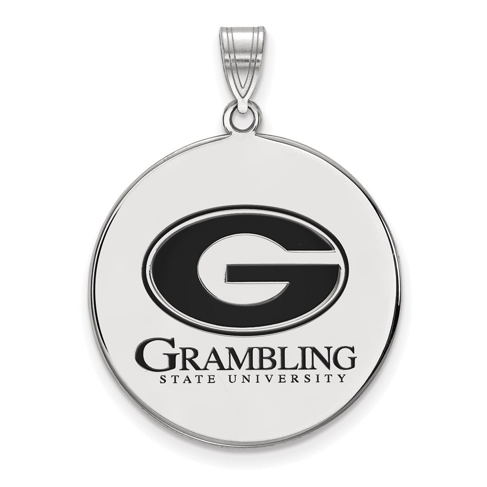 Sterling Silver Rhodium Plated Logoart Grambling State University Extra Large Enameled Disc Pendant