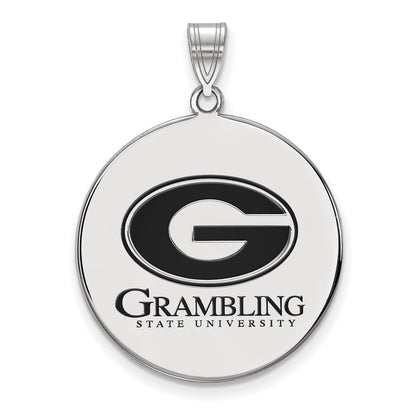 Sterling Silver Rhodium Plated Logoart Grambling State University Extra Large Enameled Disc Pendant