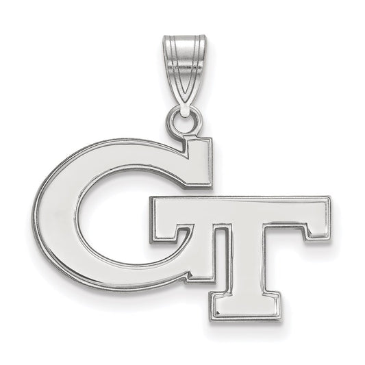 10K White Gold Logoart Georgia Institute Of Technology G T Medium Pendant