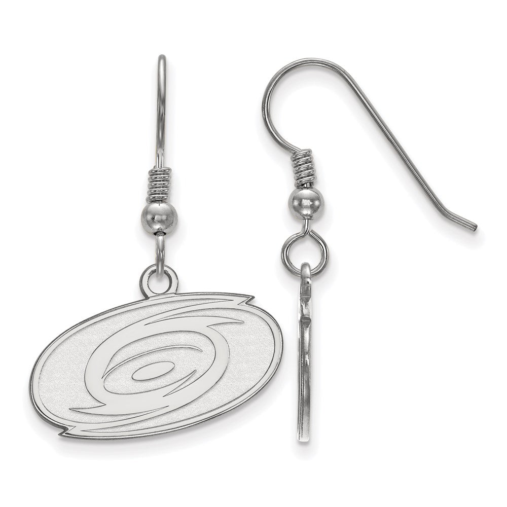 Sterling Silver Rhodium Plated Nhl Logoart Carolina Hurricanes Small Dangle Earrings