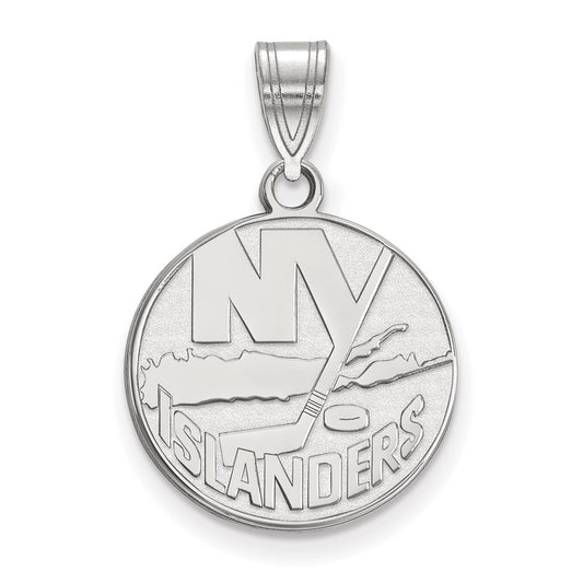 10K White Gold Nhl Logoart New York Islanders Medium Pendant