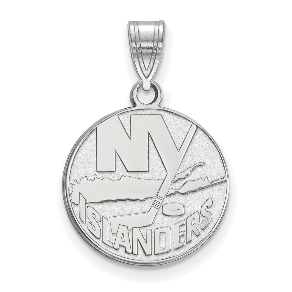 Sterling Silver Rhodium Plated Nhl Logoart New York Islanders Medium Pendant