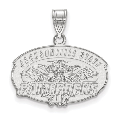 Sterling Silver Rhodium Plated Logoart Jacksonville State University Medium Pendant