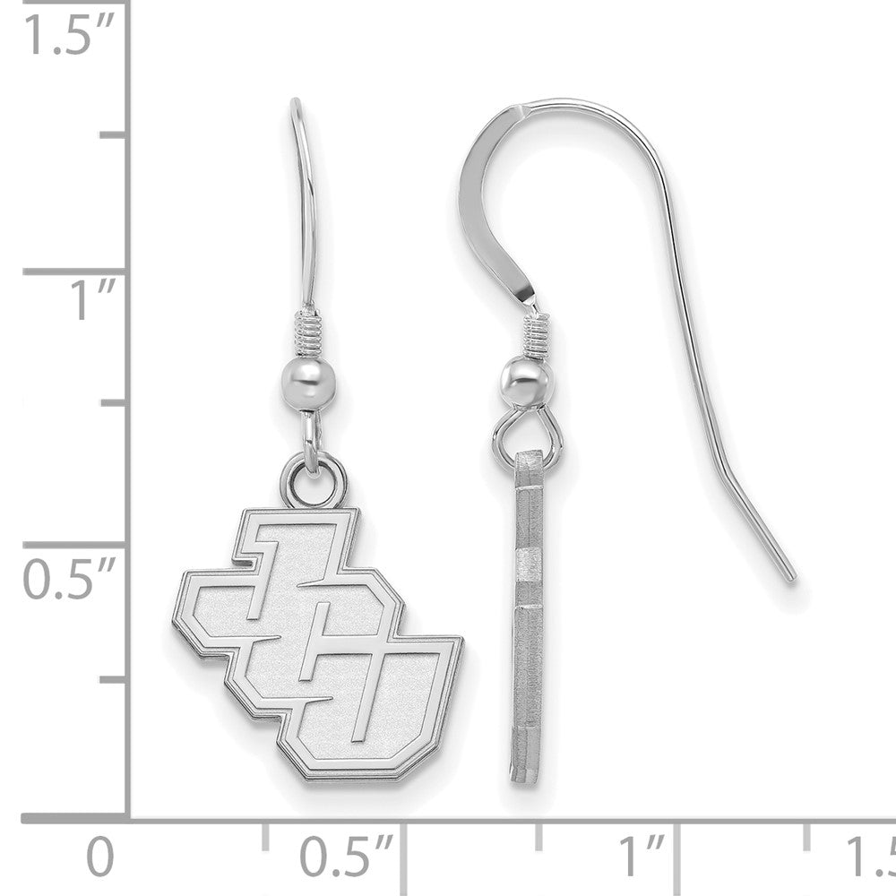 Sterling Silver Rhodium Plated Logoart John Carroll University Small Dangle Wire Earrings
