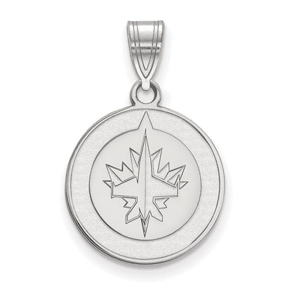 Sterling Silver Rhodium Plated Nhl Logoart Winnipeg Jets Medium Pendant