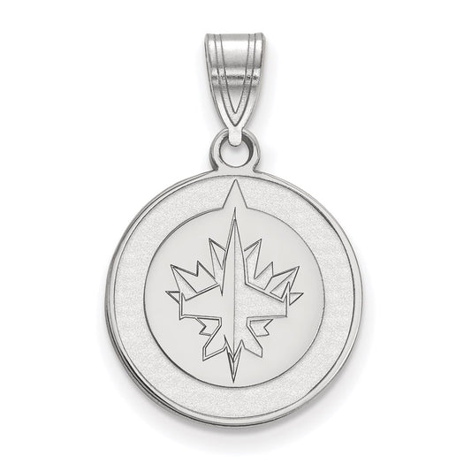 Sterling Silver Rhodium Plated Nhl Logoart Winnipeg Jets Medium Pendant