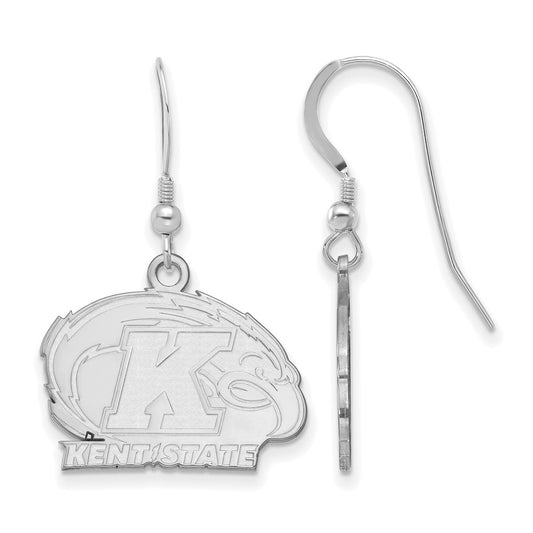 Sterling Silver Rhodium Plated Logoart Kent State University Small Dangle Wire Earrings