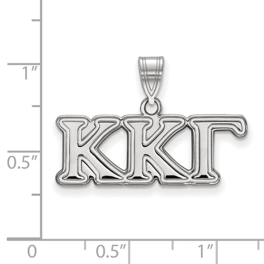 Sterling Silver Rhodium Plated Logoart Kappa Gamma Sorority Greek Letters Medium Pendant