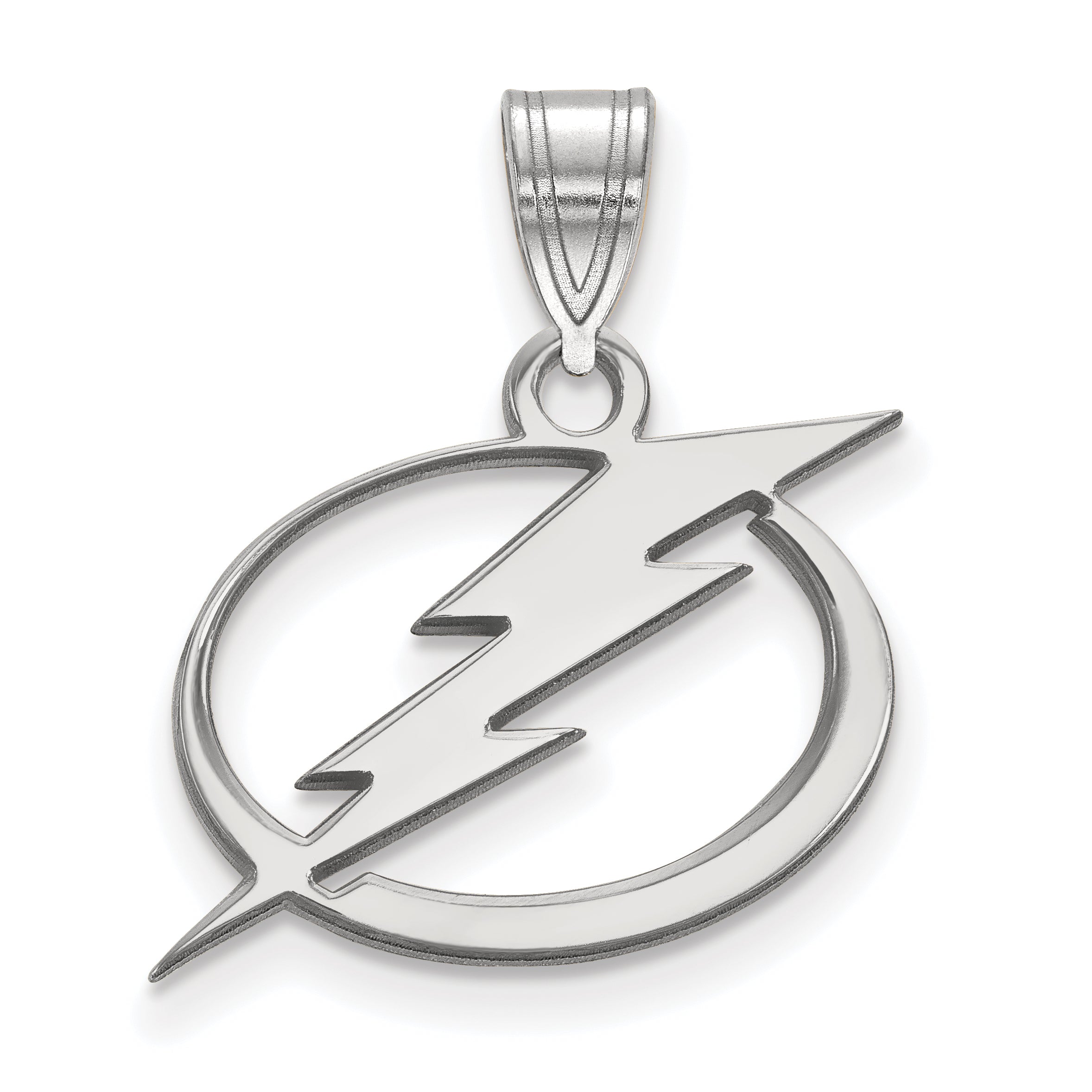 Sterling Silver Rhodium Plated Nhl Logoart Tampa Bay Lightning Medium Pendant