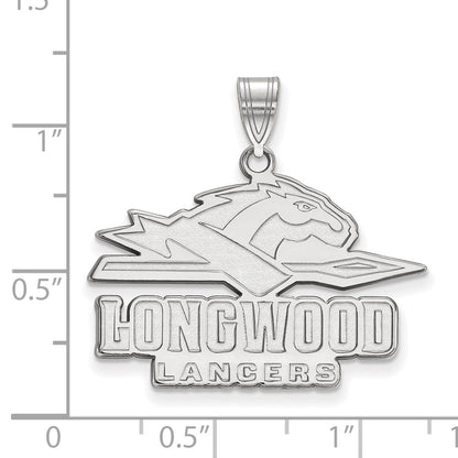 Sterling Silver Rhodium Plated Logoart Longwood University Lancers Large Pendant