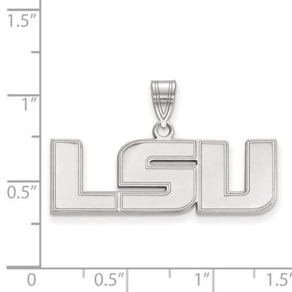 14K White Gold Logoart Louisiana State University L S U Medium Pendant