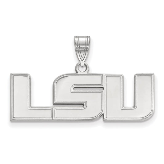 Sterling Silver Rhodium Plated Logoart Louisiana State University L S U Medium Pendant