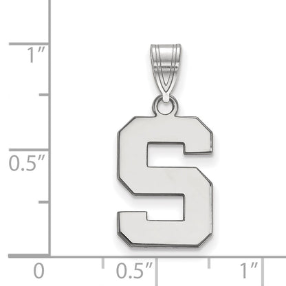 10K White Gold Logoart Michigan State University Letter S Medium Pendant