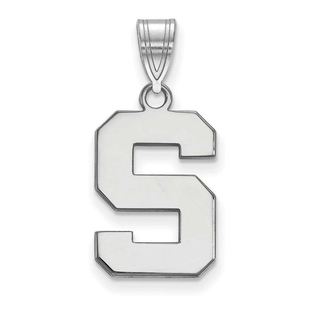 10K White Gold Logoart Michigan State University Letter S Medium Pendant