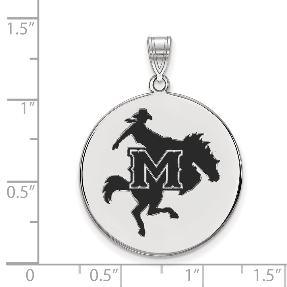 Sterling Silver Rhodium Plated Logoart Mcneese State University Extra Large Enameled Disc Pendant