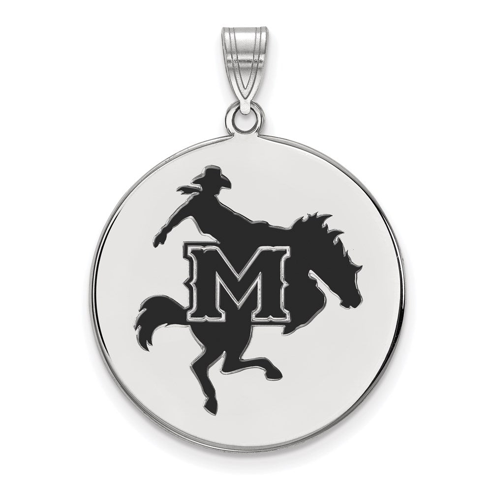 Sterling Silver Rhodium Plated Logoart Mcneese State University Extra Large Enameled Disc Pendant