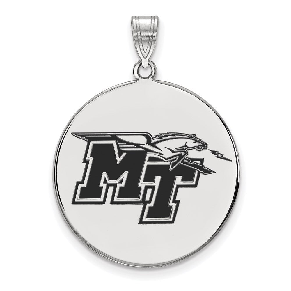 Sterling Silver Rhodium Plated Logoart Middle Tennessee State University M T Extra Large Enameled Disc Pendant