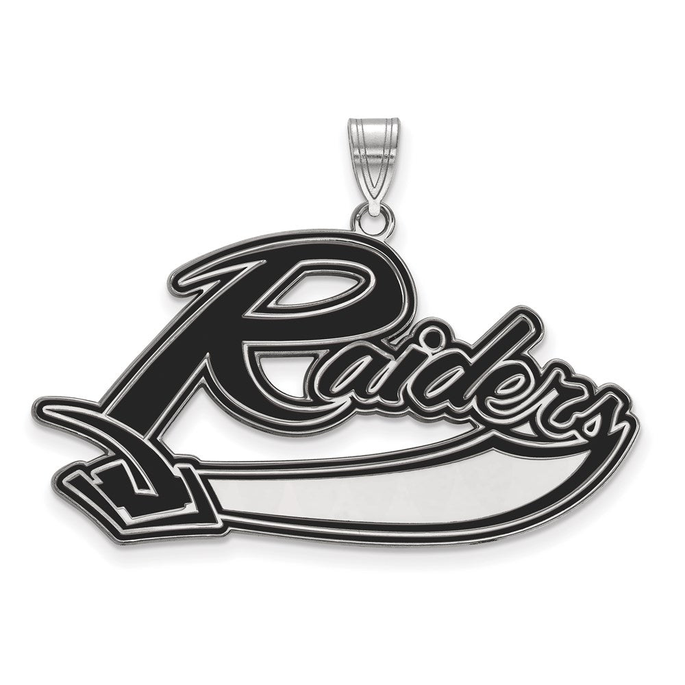 Sterling Silver Rhodium Plated Logoart Mt Union College Raiders Extra Large Enameled Pendant