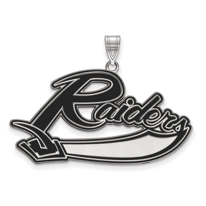 Sterling Silver Rhodium Plated Logoart Mt Union College Raiders Extra Large Enameled Pendant