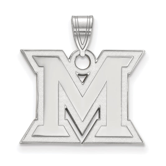 14K White Gold Logoart Miami University Ohio Letter M Medium Pendant