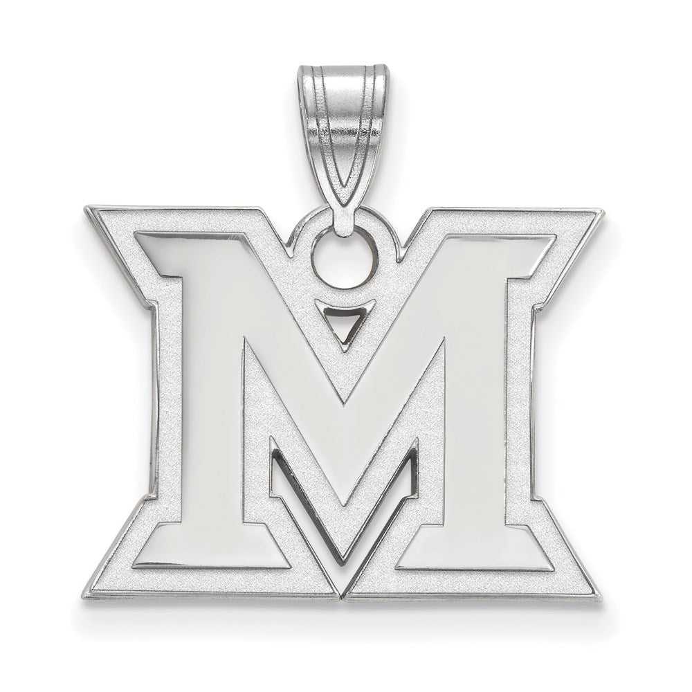 10K White Gold Logoart Miami University Ohio Letter M Medium Pendant
