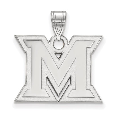 10K White Gold Logoart Miami University Ohio Letter M Medium Pendant