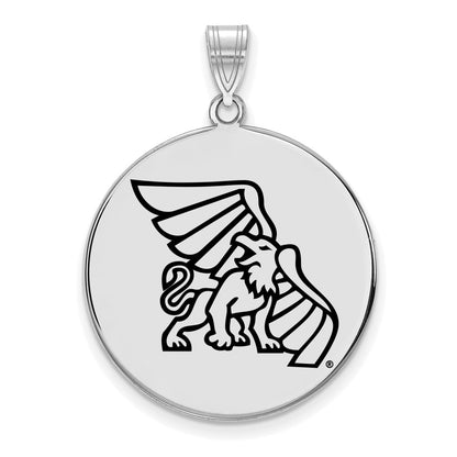Sterling Silver Rhodium Plated Logoart Missouri Western State University Griffon Extra Large Enameled Disc Pendant